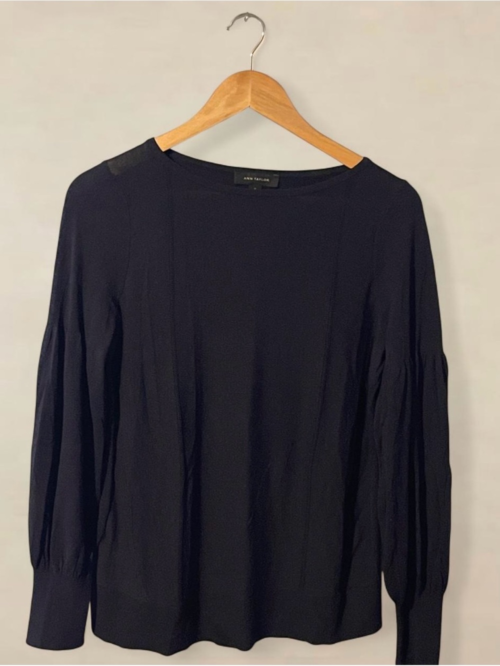 Ann Taylor Navy Long-Sleeve Blouse